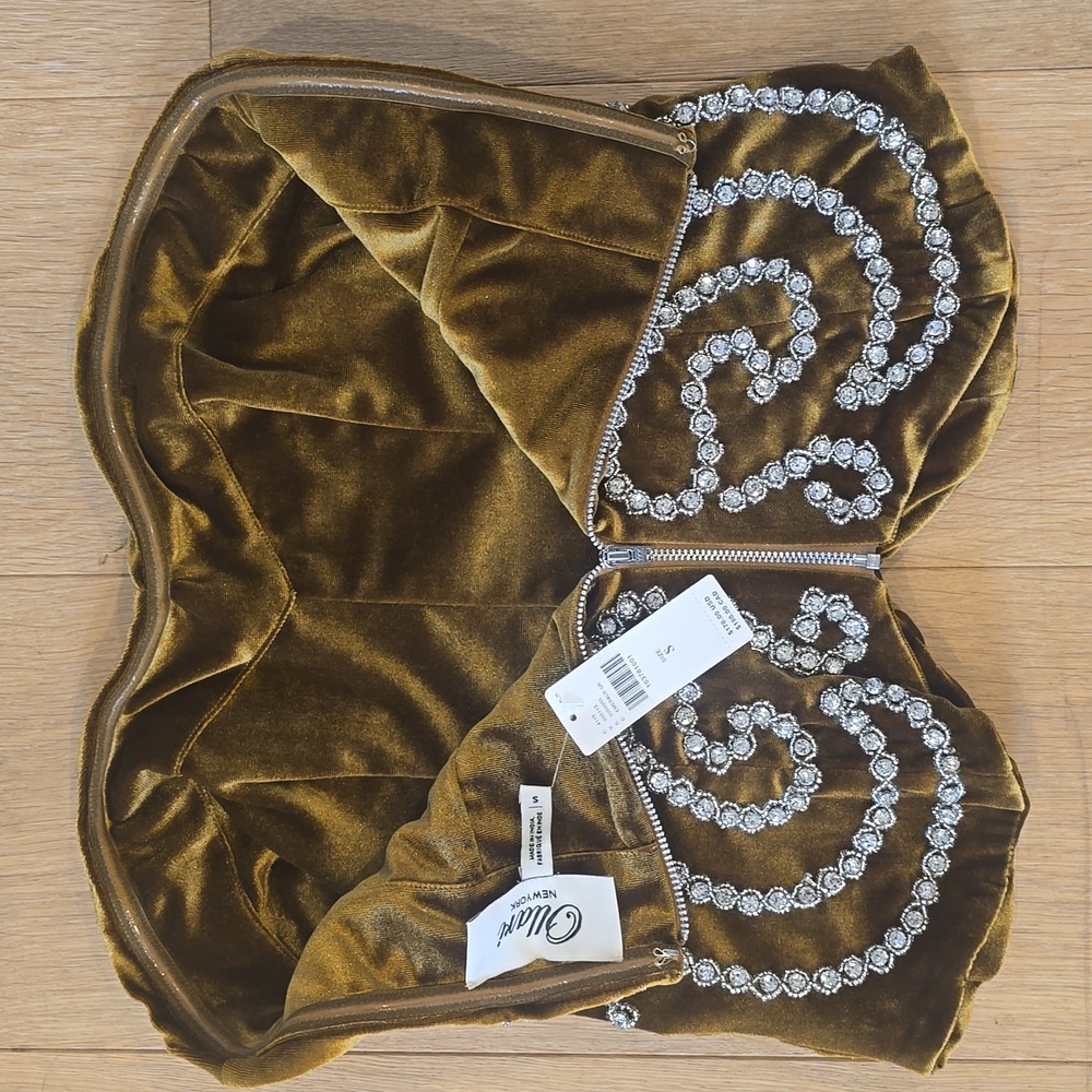 Anthropologie Ollari Velvet Crystal Corset top S - Picture 6 of 6
